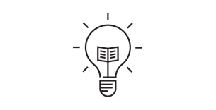 En illustration af en elpære med en bog indeni