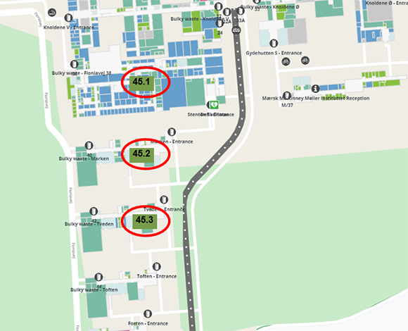Here’s a map of SDU with buildings 45.1, 42.2, and 45.3 highlighted for your reference.