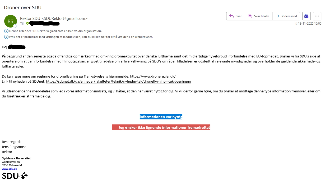 Billede af udsendt mail