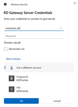 RD Gateway Server Credentials