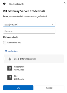 RD Gateway Server Credentials