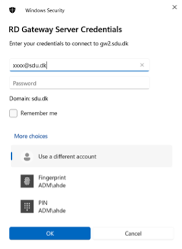 RD Gateway Server Credentials