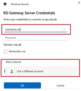 RD Gateway Server Credentials