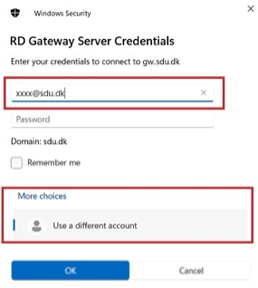 RD Gateway Server Credentials
