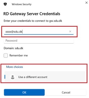 RD Gateway Server Credentials