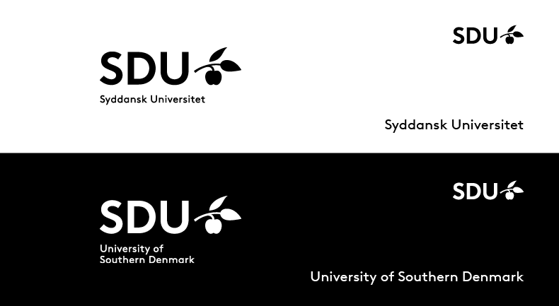 Examples of sizes of SDU's logo
