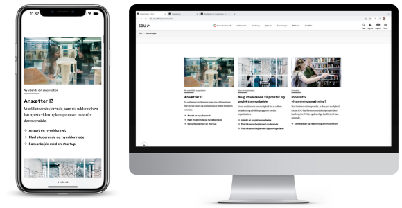Eksempel på komponenten Extended link list