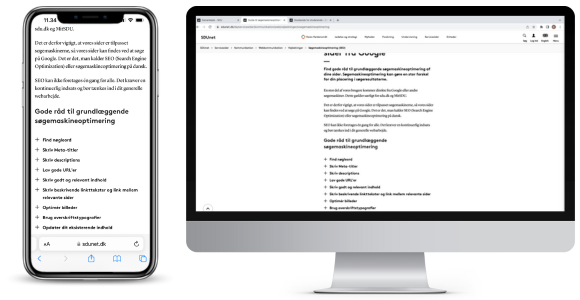 Eksempel på komponenten Fold out lists