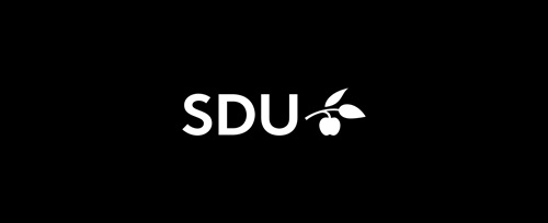 SDU logo hvid på sort