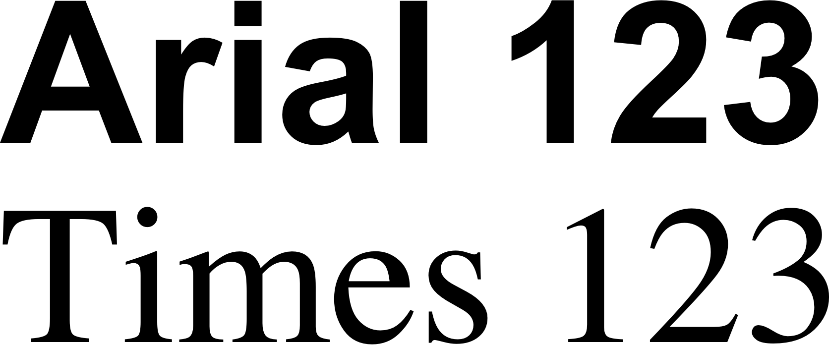 Skrifttype eksempel Arial og Times